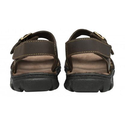  Brown Leather Jasper Open-Toe Sandals | Lotus 
