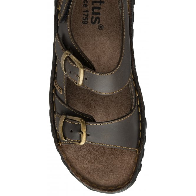  Brown Leather Jasper Open-Toe Sandals | Lotus 