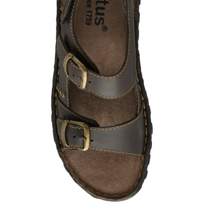  Brown Leather Jasper Open-Toe Sandals | Lotus 