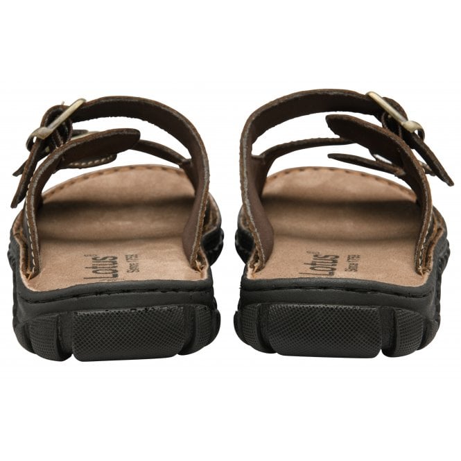  Brown Leather Kenton Mule Open-Toe Sandals | Lotus 