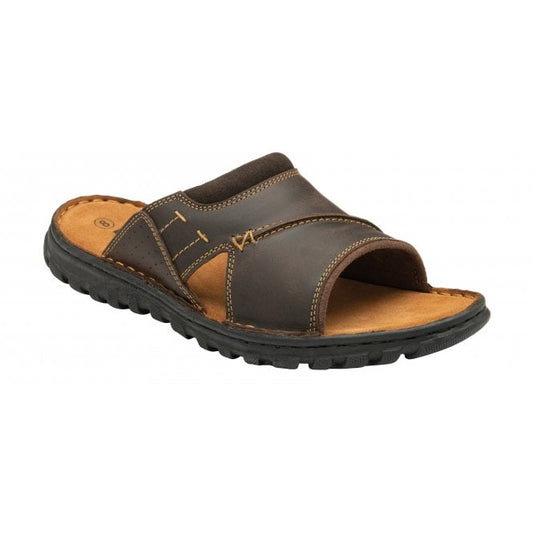  Brown Leather Louis Mule Open-Toe Sandals | Lotus 