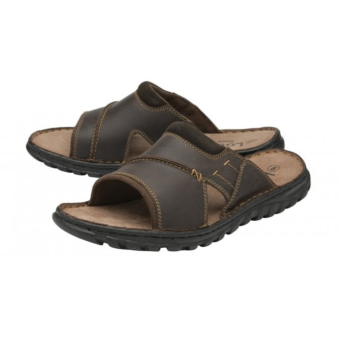  Brown Leather Louis Mule Open-Toe Sandals | Lotus 