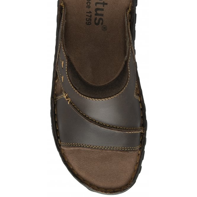  Brown Leather Louis Mule Open-Toe Sandals | Lotus 
