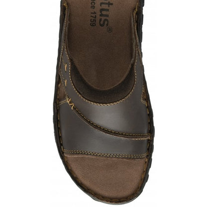  Brown Leather Louis Mule Open-Toe Sandals | Lotus 