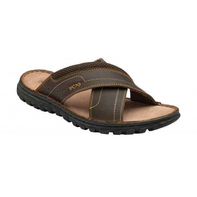  Brown Leather Mikey Mule Sandals | Lotus 