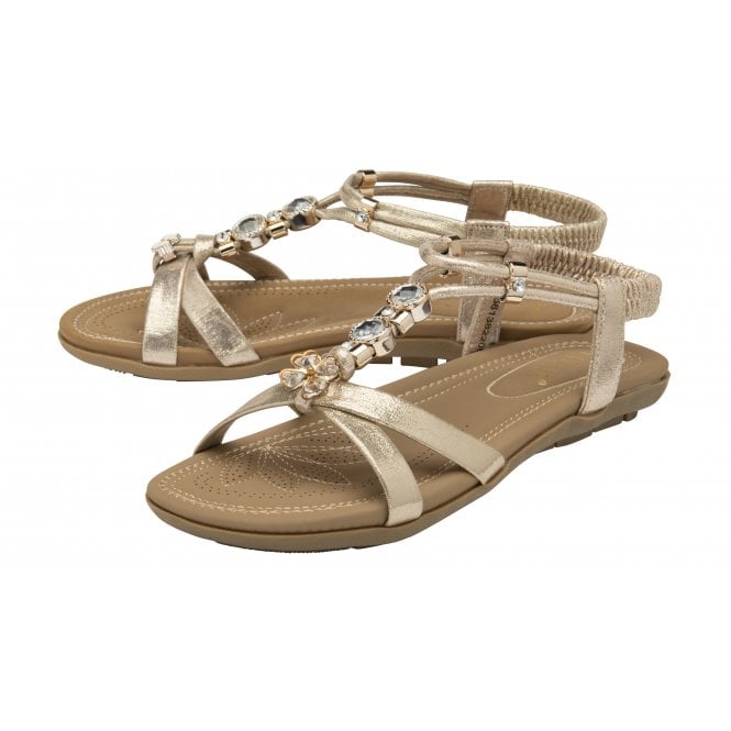  Gold Bettina Flat Open-Toe Sandals | Lotus