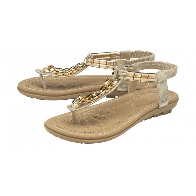  Gold Cybil Flat Toe-Post Sandals | Lotus