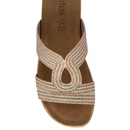  Gold Nadya Open-Toe Mule Sandals | Lotus