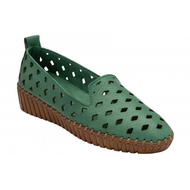 Green Leather Karson Slip-On Shoes | Lotus