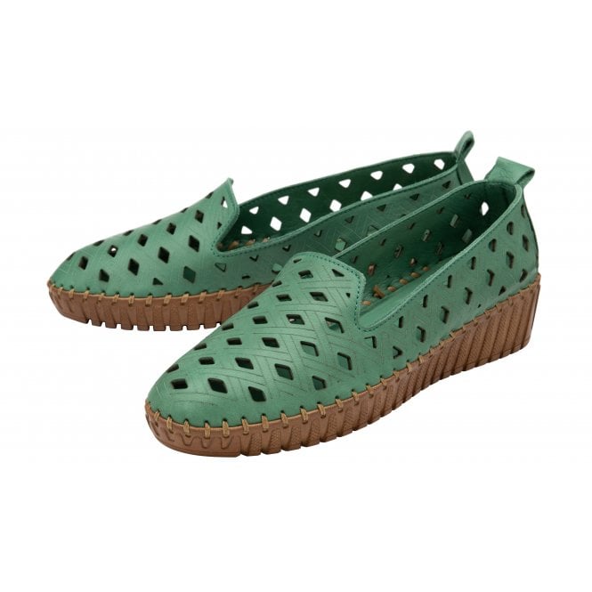  Green Leather Karson Slip-On Shoes | Lotus