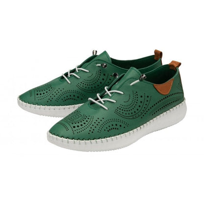  Green Leather Katya Casual Shoes | Lotus