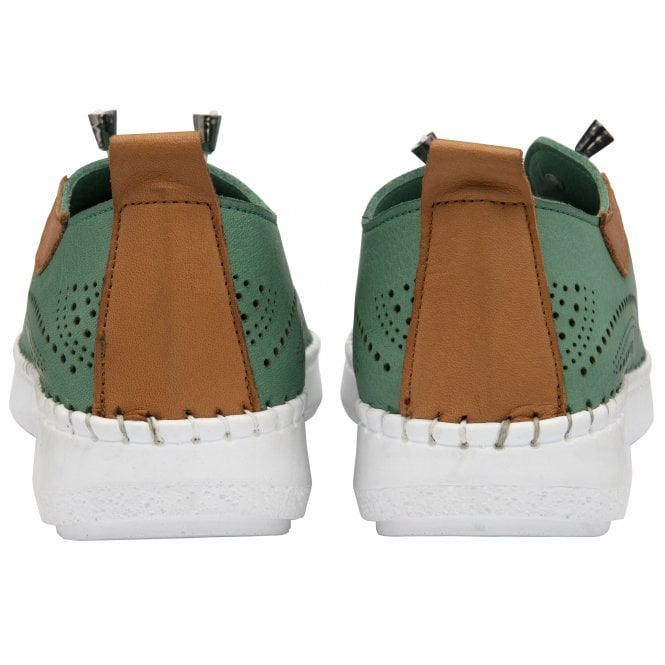  Green Leather Katya Casual Shoes | Lotus