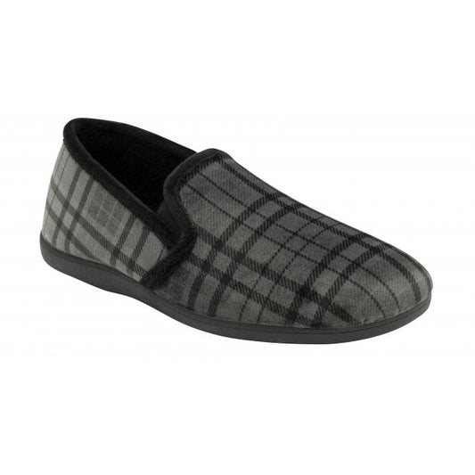  Grey Check Textile Ralf Full Shoe Slippers | Lotus