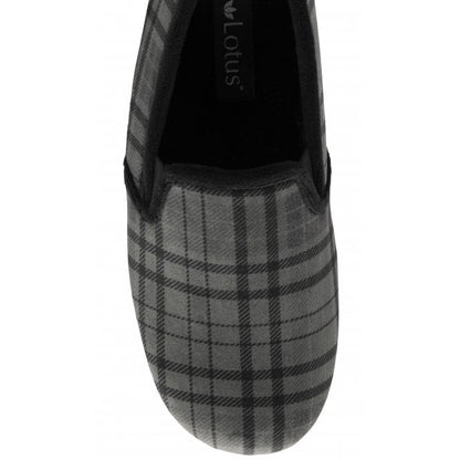  Grey Check Textile Ralf Full Shoe Slippers | Lotus