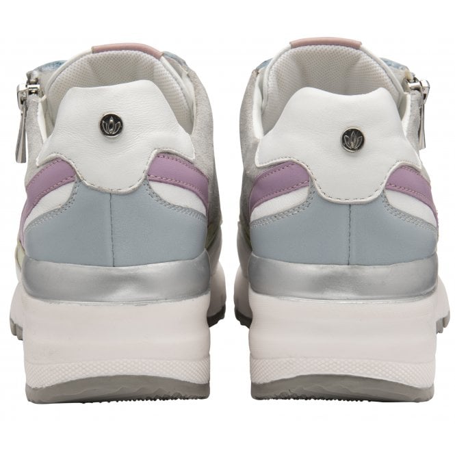  Grey Pastel Leather Suzuka Zip-Up Casual Trainers | Stressless By Lotus
