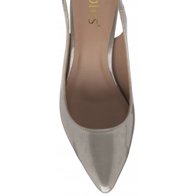  Grey Pearl Patent Remy Slingback Court Shoes | Lotus 