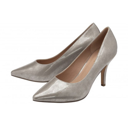 Grey Pearl Patent Roma Court Shoes | Lotus