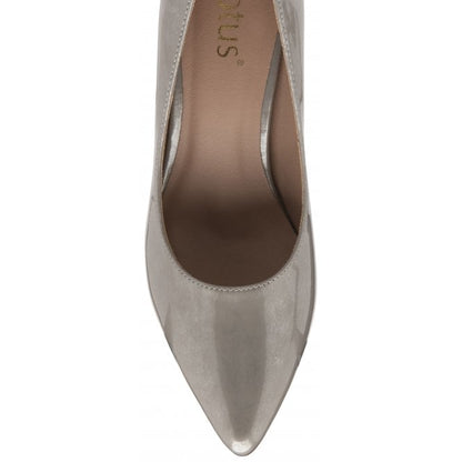  Grey Pearl Patent Roma Court Shoes | Lotus