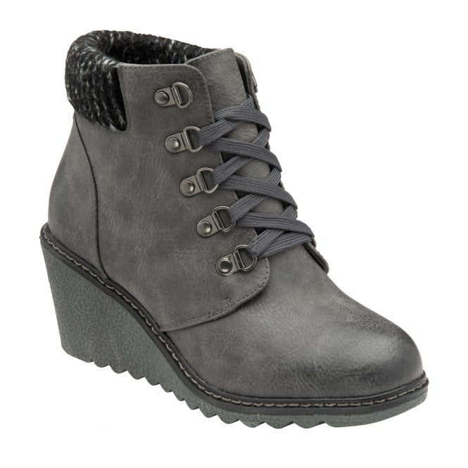  Grey Philomena Wedge Ankle Boots | Lotus 