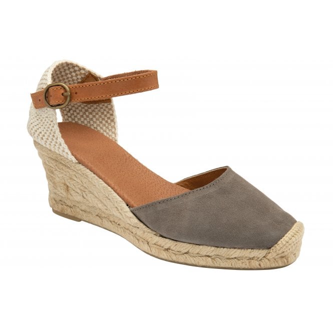  Grey Suede Antonella Espadrille Wedge Shoes | Lotus