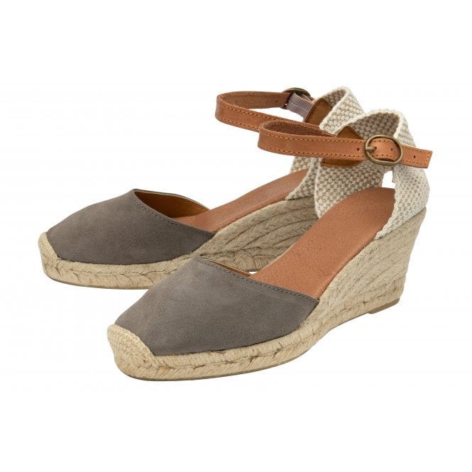  Grey Suede Antonella Espadrille Wedge Shoes | Lotus