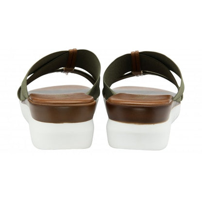  Khaki Guiseppina Wedge Mule Sandals | Lotus