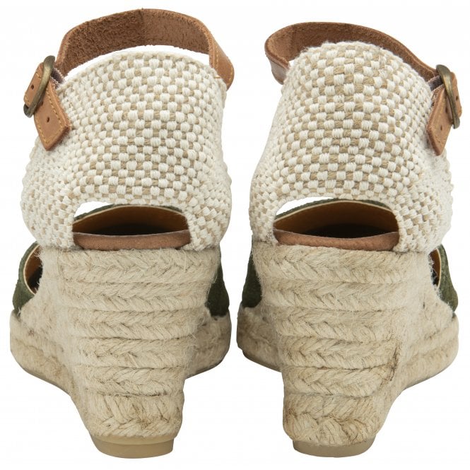  Khaki Suede Antonella Espadrille Wedge Shoes | Lotus