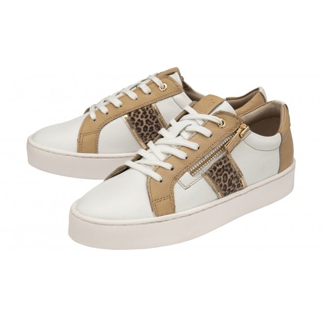  Natural & Leopard-Print Leather Sahara Zip-Up Trainers | Stressless By Lotus
