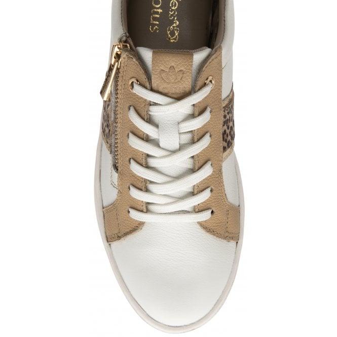 Natural & Leopard-Print Leather Sahara Zip-Up Trainers | Stressless By Lotus