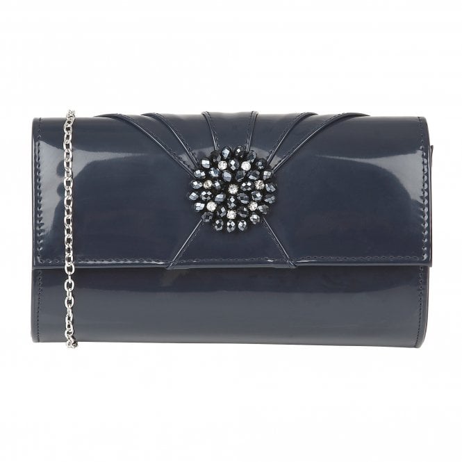  Navy Aria Patent Cluster Clutch Bag | Lotus 