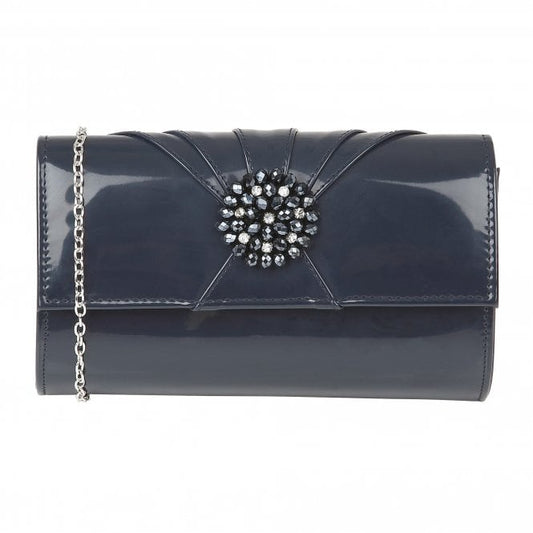  Navy Aria Patent Cluster Clutch Bag | Lotus 