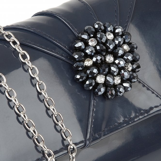  Navy Aria Patent Cluster Clutch Bag | Lotus 