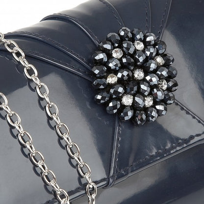  Navy Aria Patent Cluster Clutch Bag | Lotus 