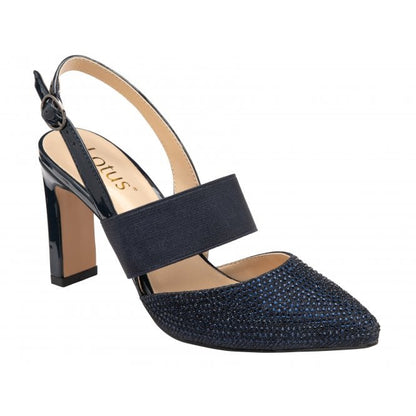  Navy & Diamante Joie Slingback Court Shoes | Lotus