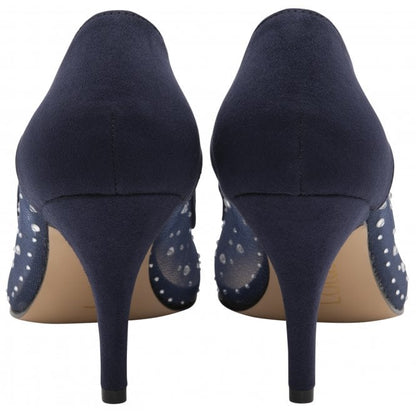  Navy & Diamante Maria Court Shoes | Lotus