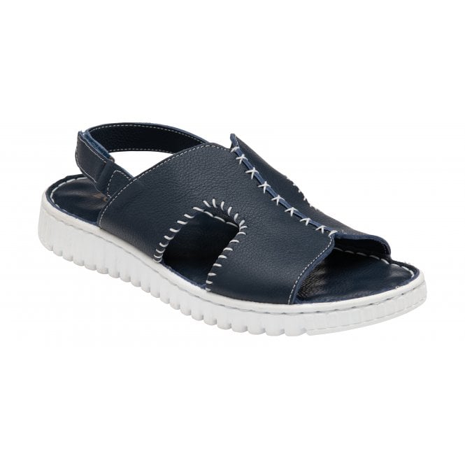 Navy Leather Astrid Slingback Sandals | Lotus