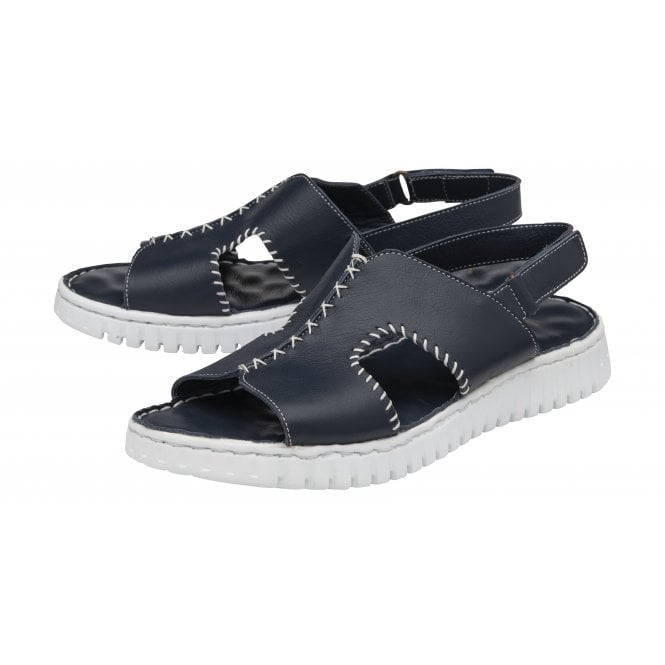  Navy Leather Astrid Slingback Sandals | Lotus