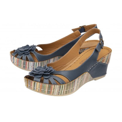  Navy Leather Caria Slingback Shoes | Lotus