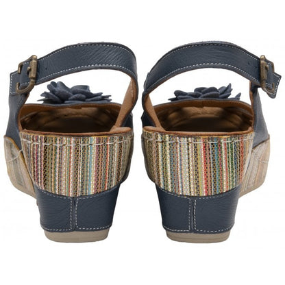 Navy Leather Caria Slingback Shoes | Lotus