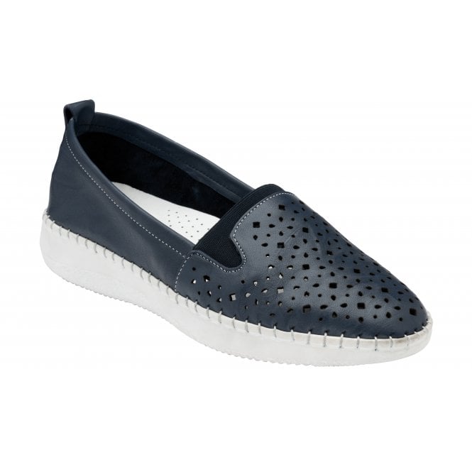  Navy Leather Francesca Slip-On Shoes | Lotus