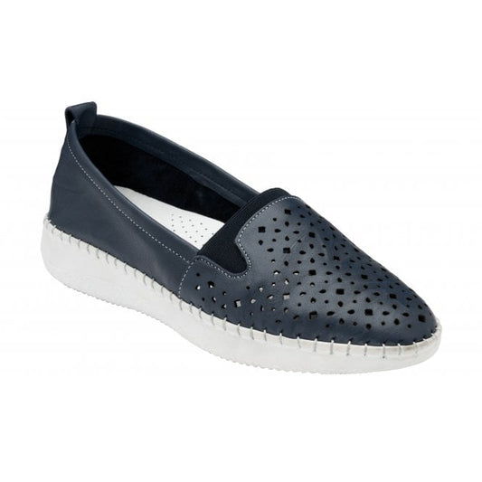  Navy Leather Francesca Slip-On Shoes | Lotus