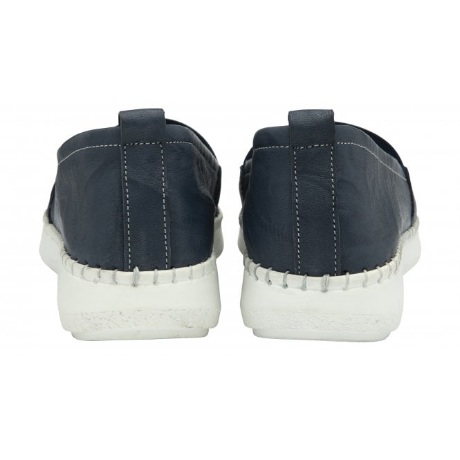  Navy Leather Francesca Slip-On Shoes | Lotus