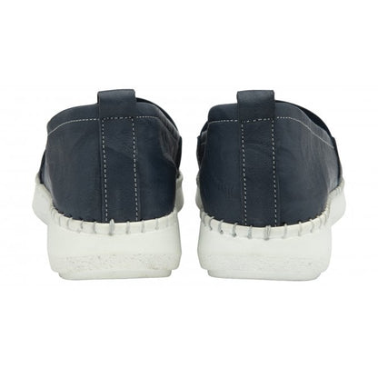  Navy Leather Francesca Slip-On Shoes | Lotus