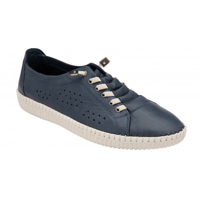  Navy Leather Kamari Casual Slip-On Shoes | Lotus