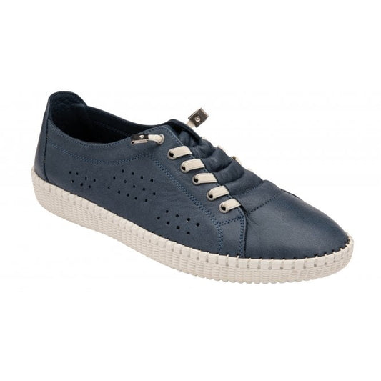  Navy Leather Kamari Casual Slip-On Shoes | Lotus