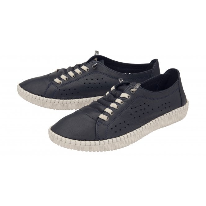  Navy Leather Kamari Casual Slip-On Shoes | Lotus