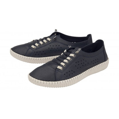  Navy Leather Kamari Casual Slip-On Shoes | Lotus
