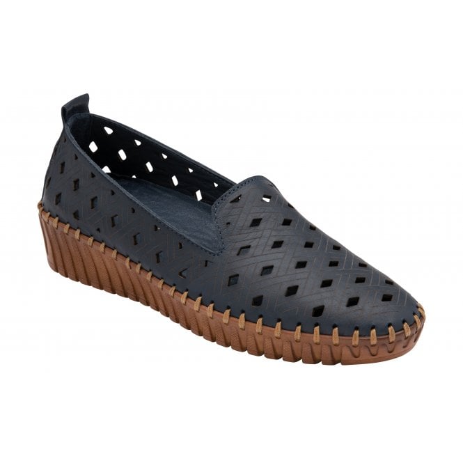  Navy Leather Karson Slip-On Shoes | Lotus