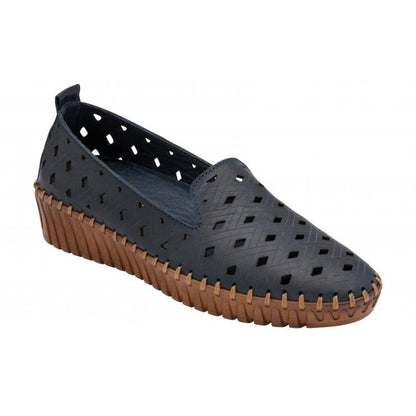  Navy Leather Karson Slip-On Shoes | Lotus