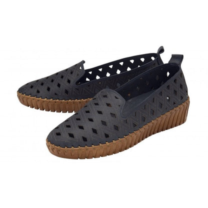  Navy Leather Karson Slip-On Shoes | Lotus